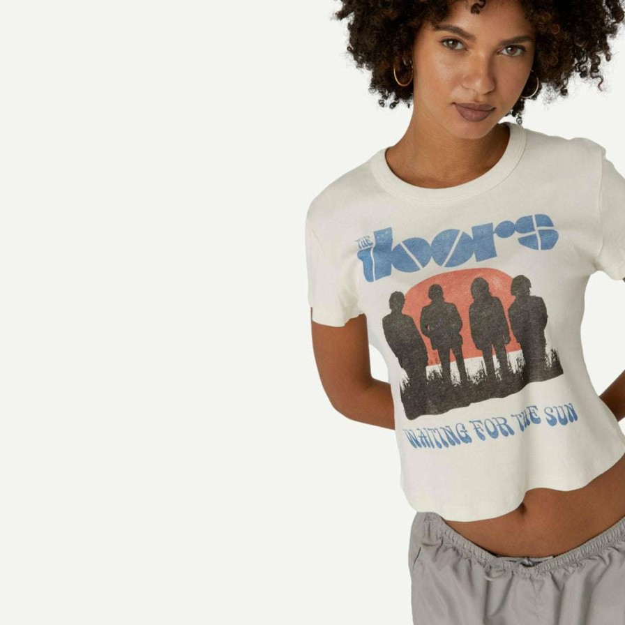 Tee & Tanks * | Daydreamer The Doors Waiting For The Sun Shrunken Tee Stone Vintage Womens