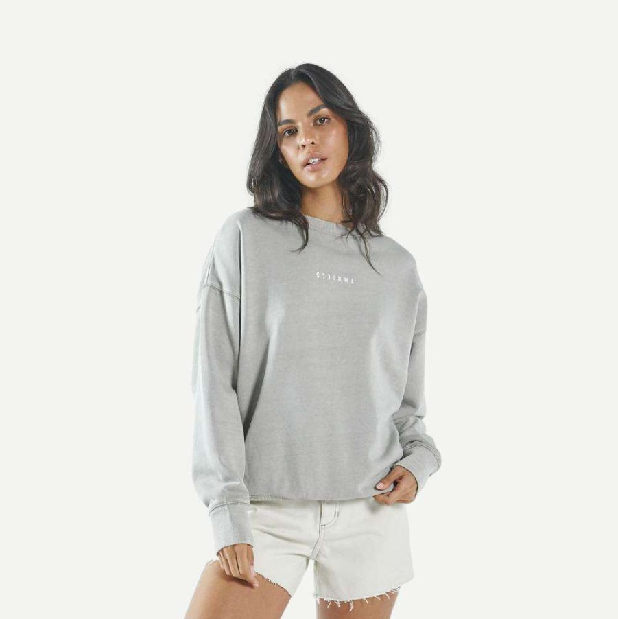 Womens * | Womens Minimal Thrills Slouch Crew Gravel