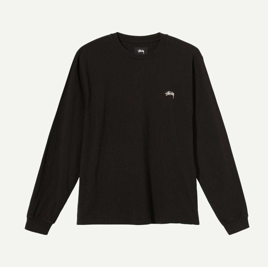 Tees * | Stussy Stock Logo L/S Crew Black