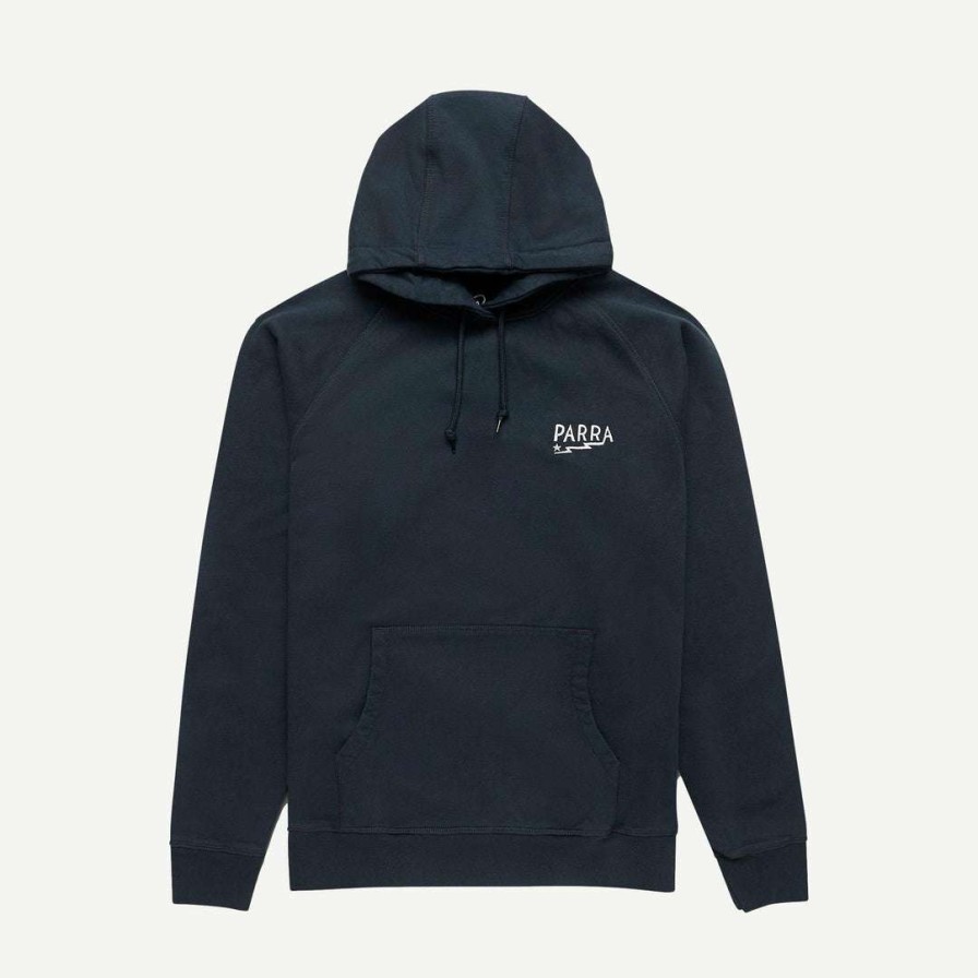 Mens * | By Parra Lightning Logo Hooded Sweatshirt Navy Blue Mens