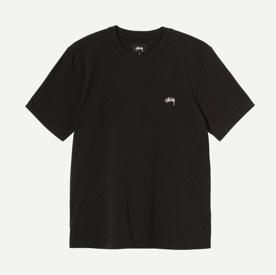 Tees * | Stussy Stock Logo Ss Crew Black Mens