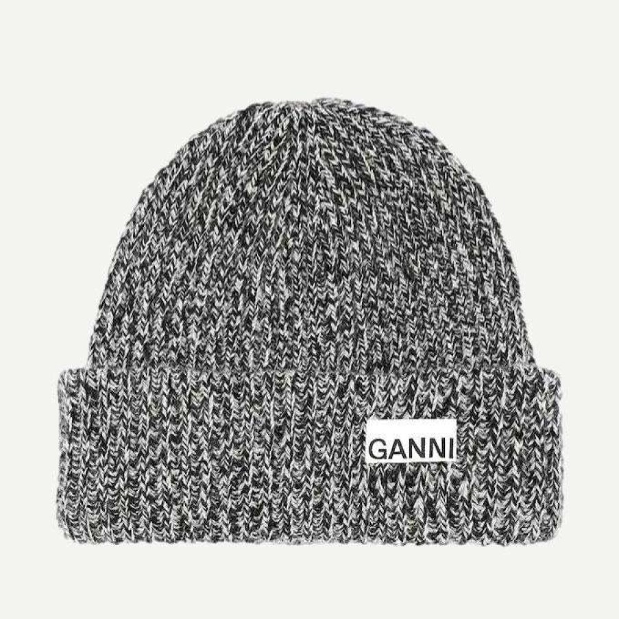 Womens * | Ganni Rib Knit Beanie Egret