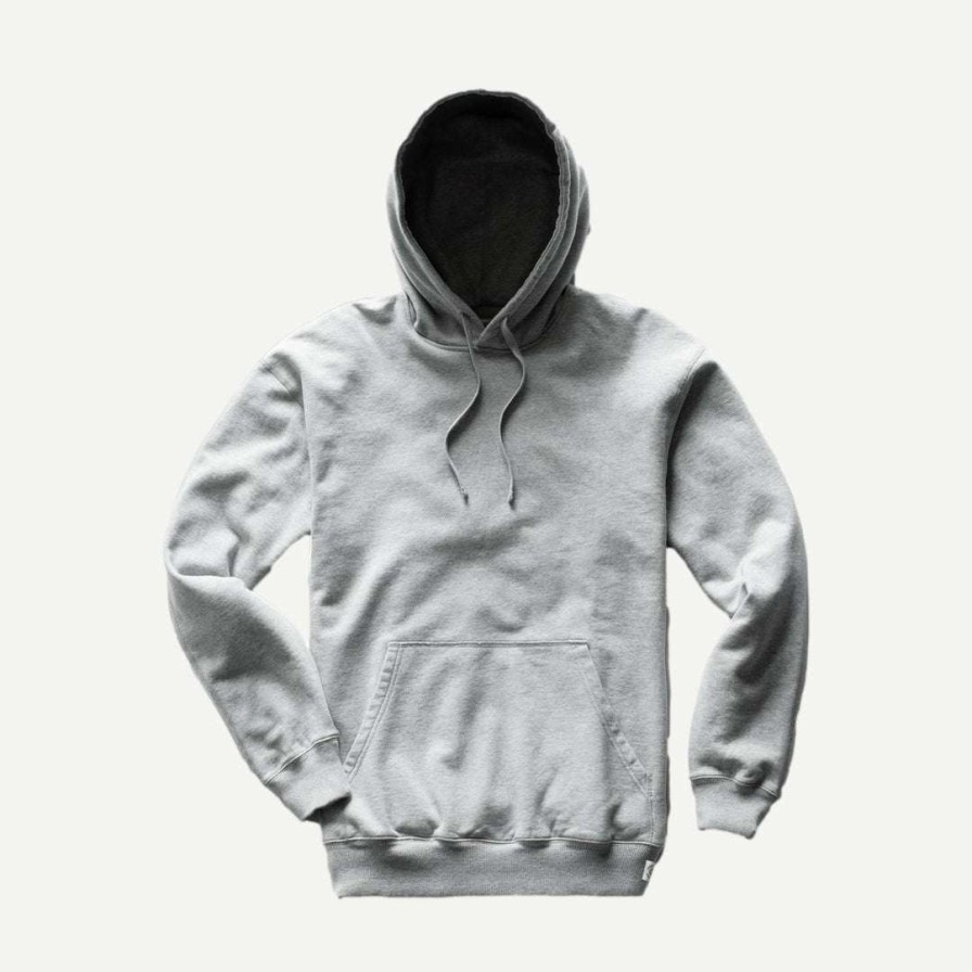 Mens * | Reigning Champ Knit Mid Weight Terry Pullover Hoodie In Heather Grey