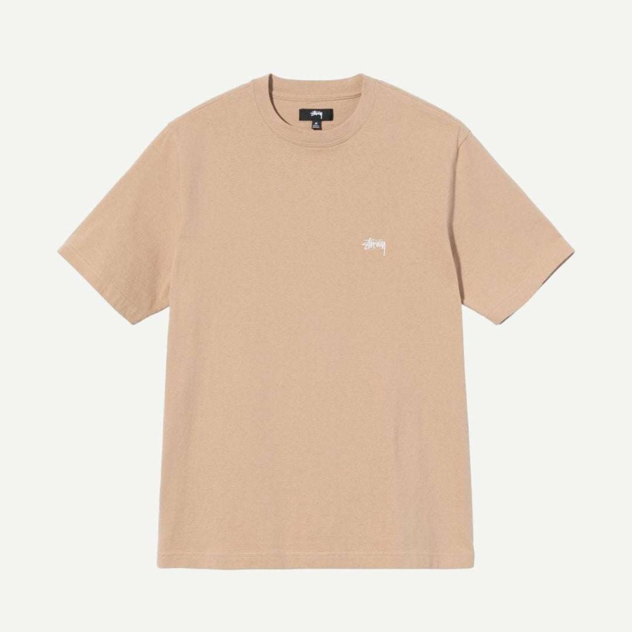 Tees * | Stussy Stock Logo Ss Crew Beige Mens