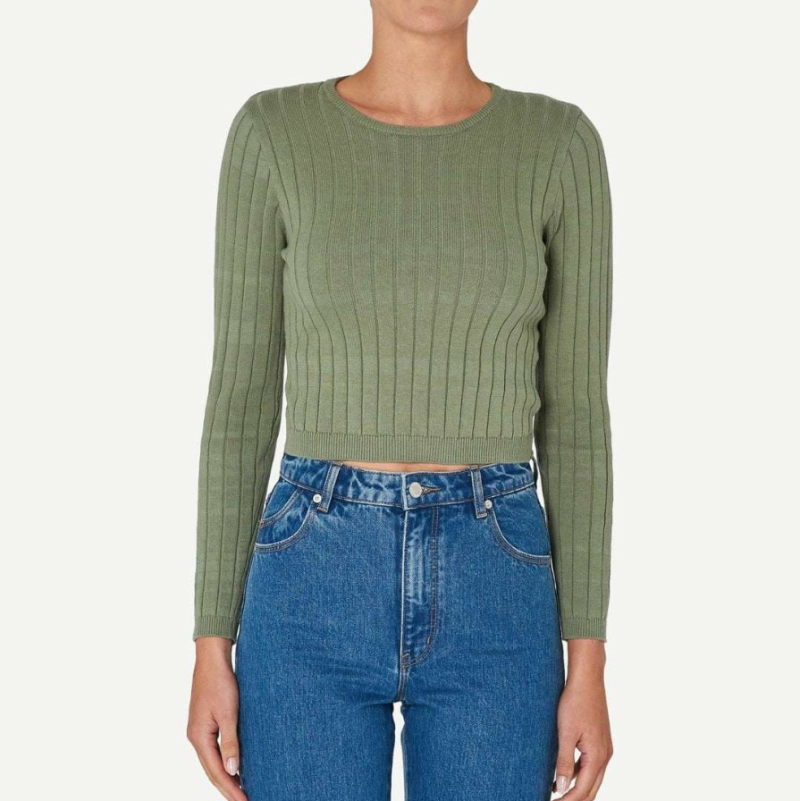 Womens * | Rolla'S Jeans Womens Jane Long Sleeve Knit Tee In Fern