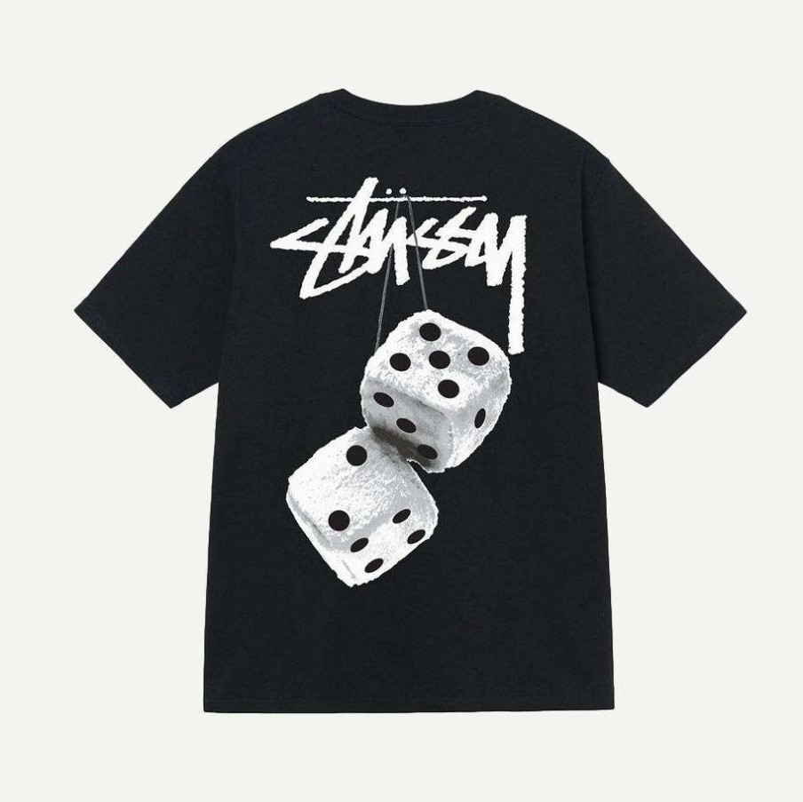 Tees * | Stussy Fuzzy Dice Tee Black Mens