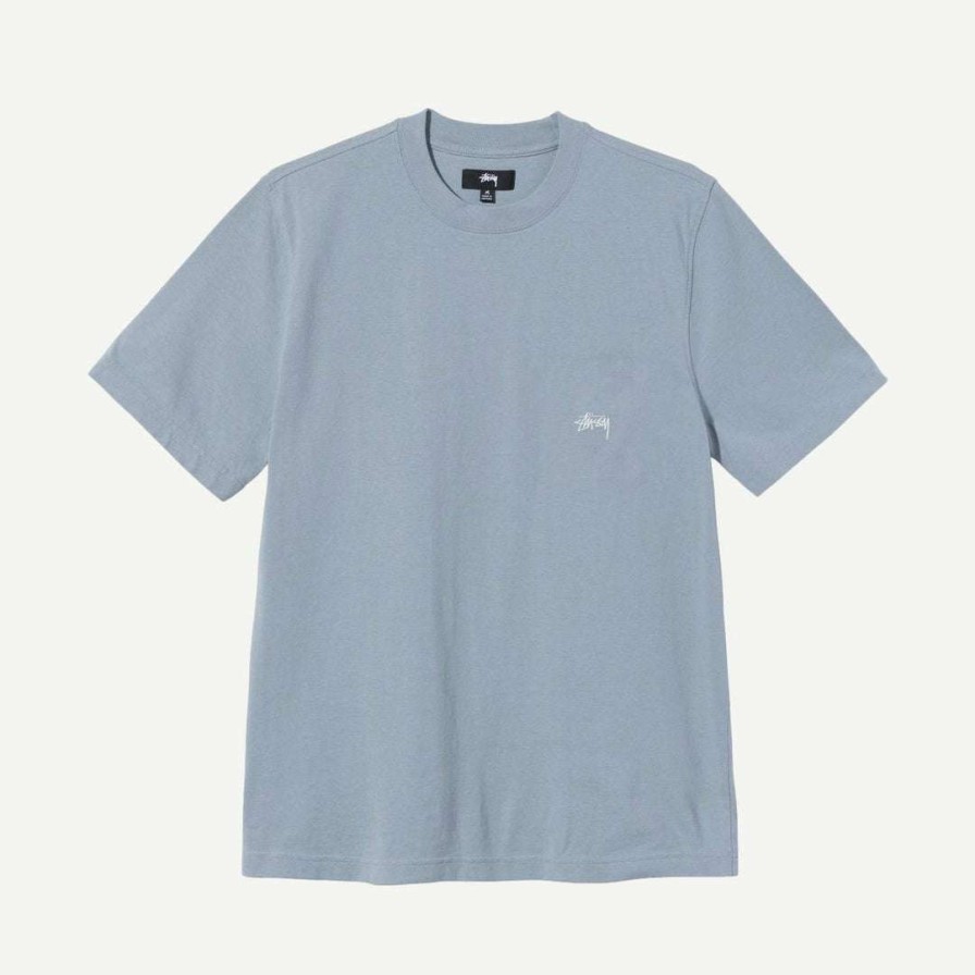 Tees * | Stussy Stock Logo Ss Crew Slate Mens