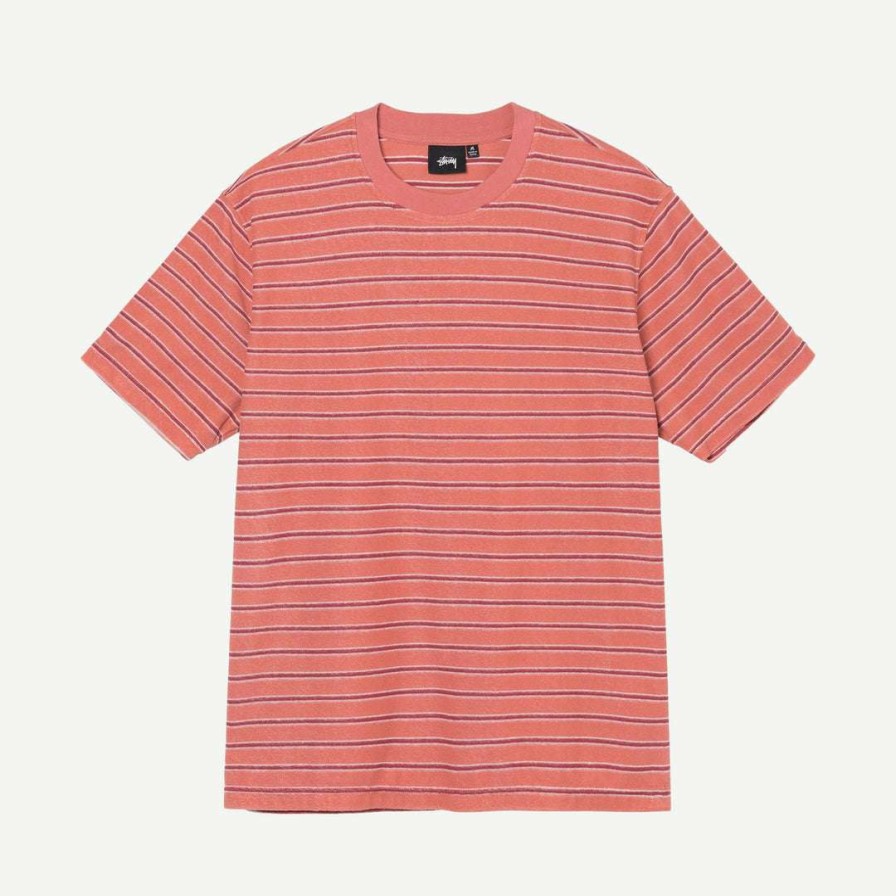 Tees * | Stussy Striped Terry Ss Crew Peach Mens