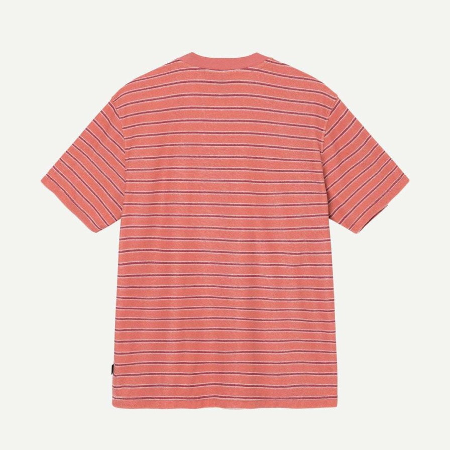 Tees * | Stussy Striped Terry Ss Crew Peach Mens