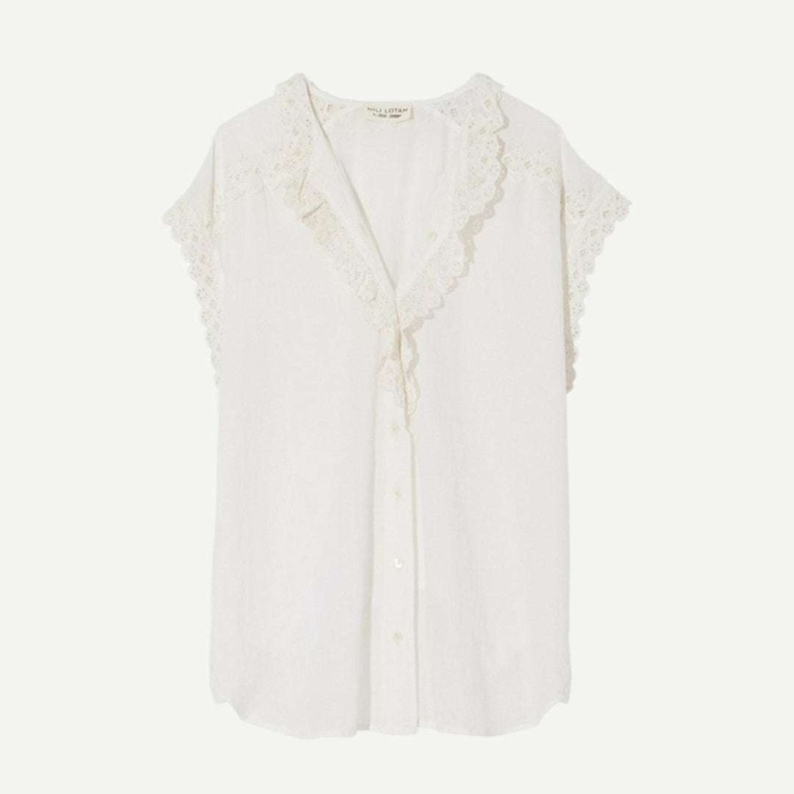 Womens * | Nili Lotan Leanne Lace Shirt