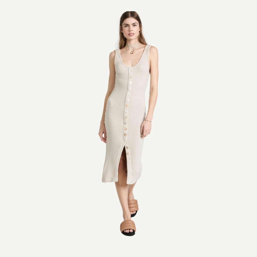 Womens * | Enza Costa Terry Knit Cardigan Dress Natural Womens