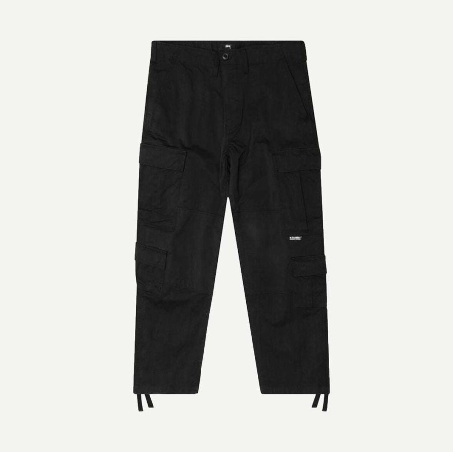 Mens * | Stussy Nylon Ripstop Surplus Cargo Pant Black