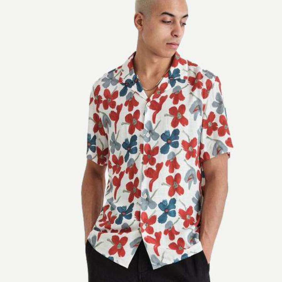 Mens * | Wax London Didcot Shirt Bright Floral Red/Blue Mens