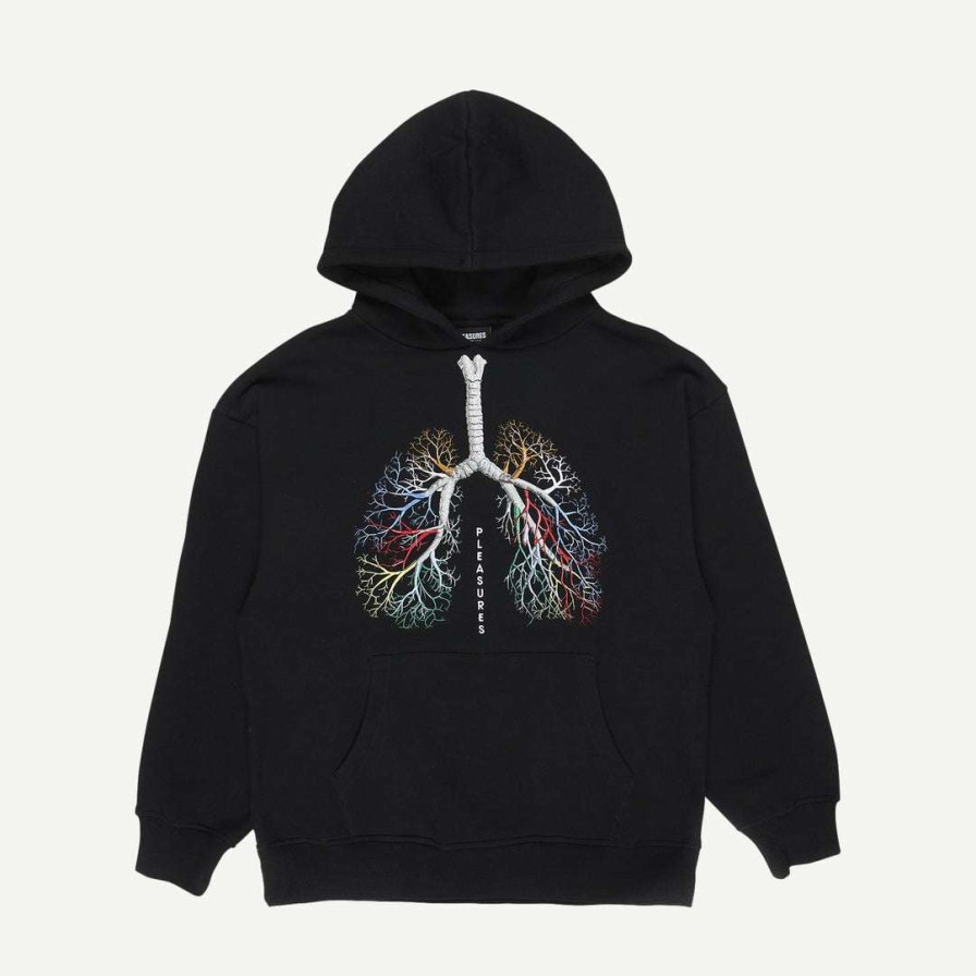 Mens * | Pleasures Black Breathe Hoodie Mens