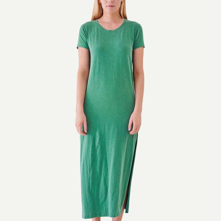 Womens * | Sundry Short Sleeve Knit Maxi Dress Pigment Spruce