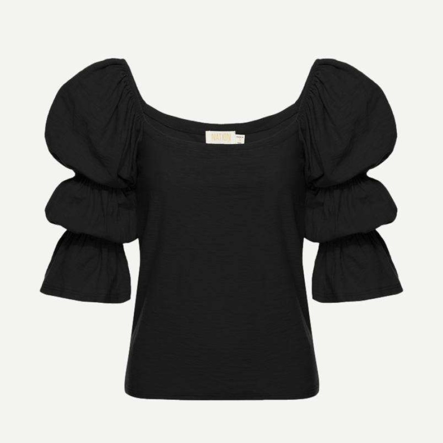 Tee & Tanks * | Nation Ltd Womens Hillary Romance Tee Jet Black