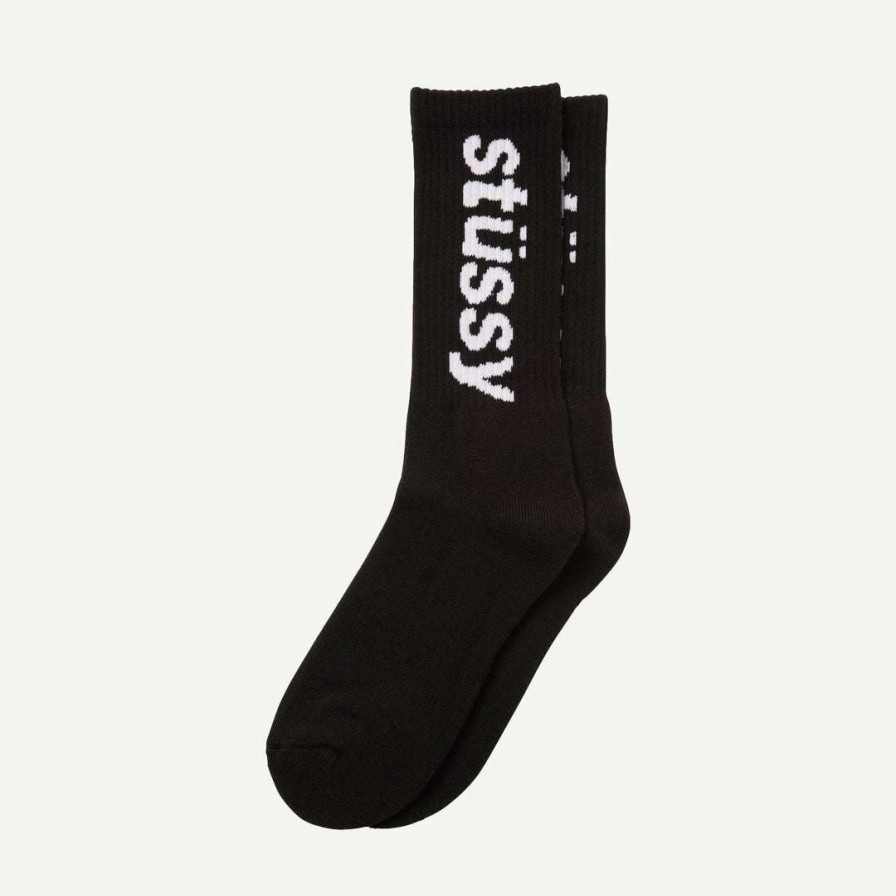 Mens * | Stussy Mens Helvetica Jacquard Crew Socks