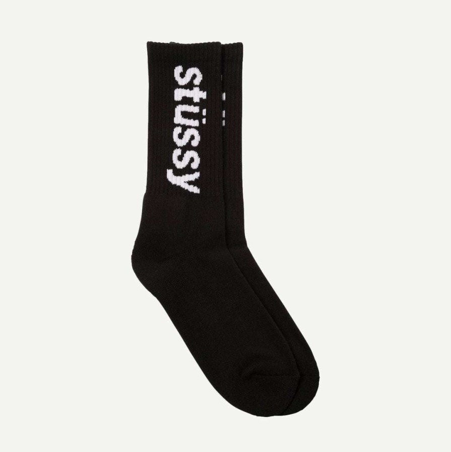 Mens * | Stussy Mens Helvetica Jacquard Crew Socks