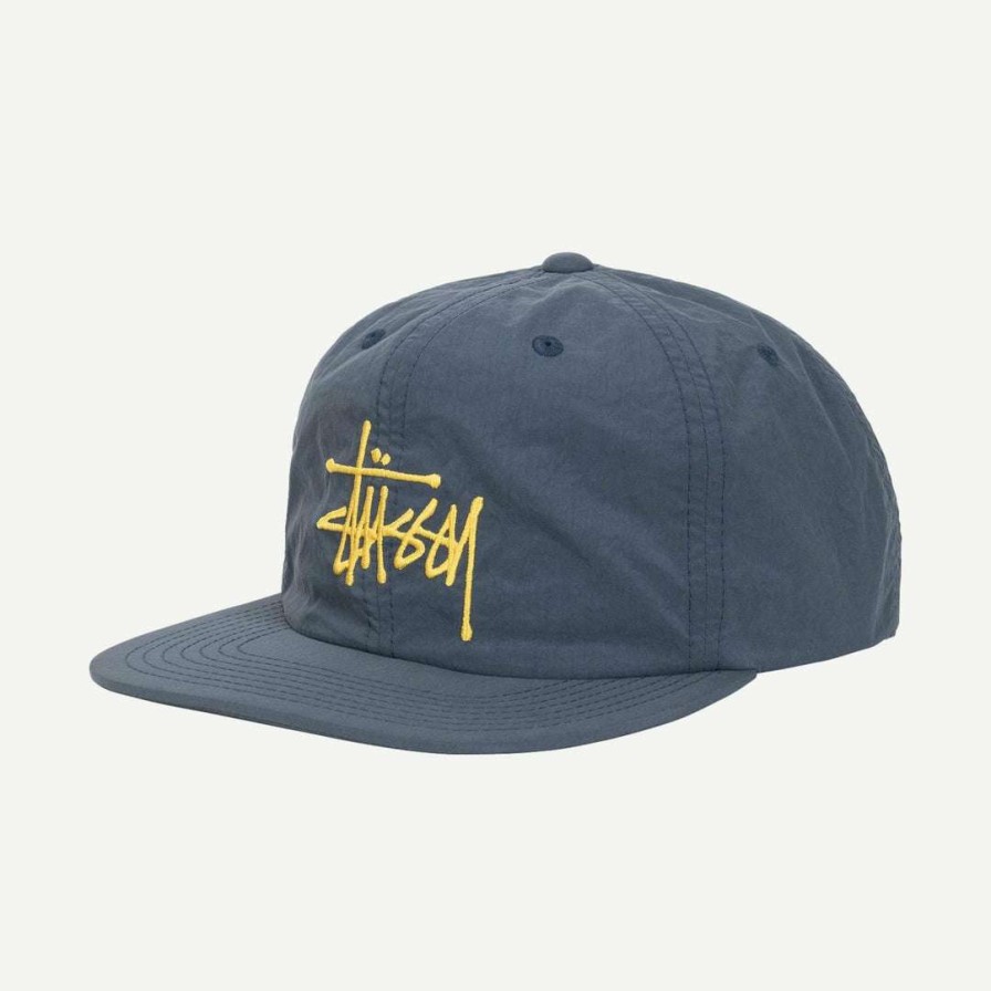 Mens * | Stussy Peached Nylon Basic Strapback Steel Blue Mens