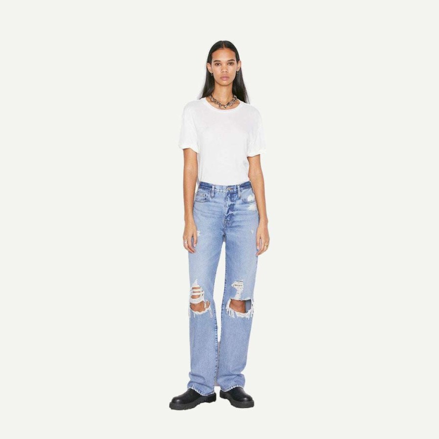 Tee & Tanks * | Frame Denim Rolled Sleeve Tee Vintage Blanc Womens