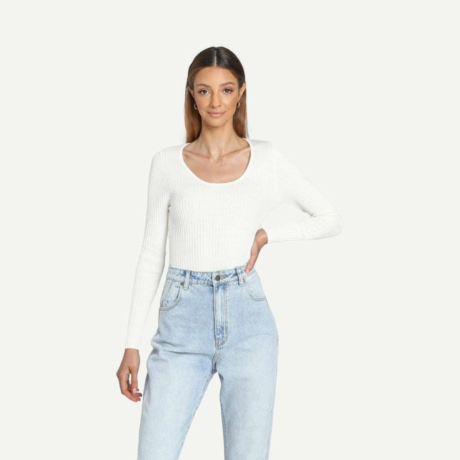 Womens * | Rolla'S Jeans Classic Rib Sweater Off White