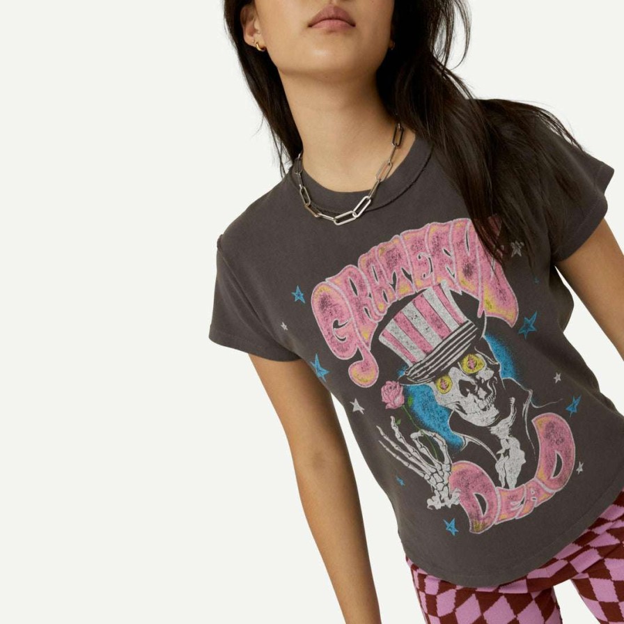 Tee & Tanks * | Daydreamer Grateful Dead Forever Skelly Reverse Gf Tee Washed Black