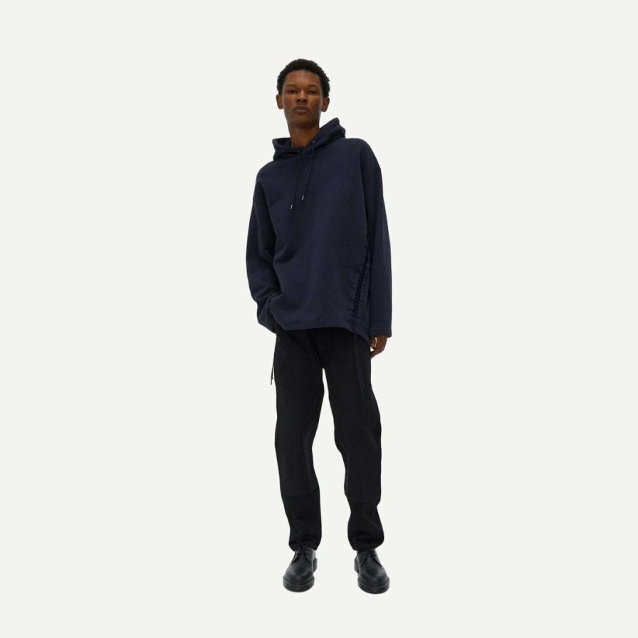 Mens * | Helmut Lang Mens Laced Hoodie Loose Fit In Admiral Blue