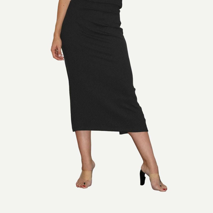 Womens * | Lna Womens Kessler Midi Skirt Black