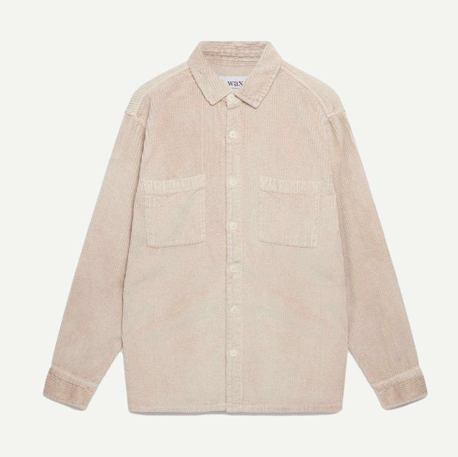 Mens * | Wax London Mens Whiting Overshirt Jumbo Corduroy Stone