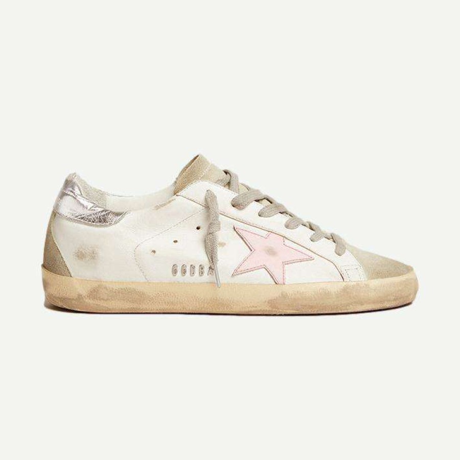 Womens * | Golden Goose Super-Star Leather Upper And Star Suede Toe And Spur Laminated Heel Metal Lettering Womens