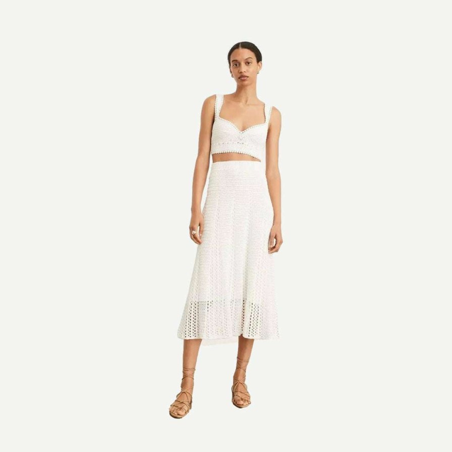 Womens * | Vince Godet Crochet Skirt Optic White Womens