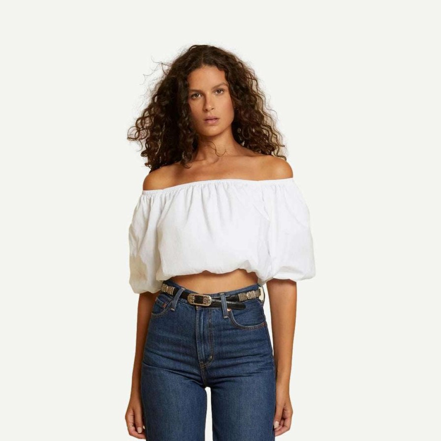 Womens * | Nation Ltd Sonali Bubble Hem Top White Womens