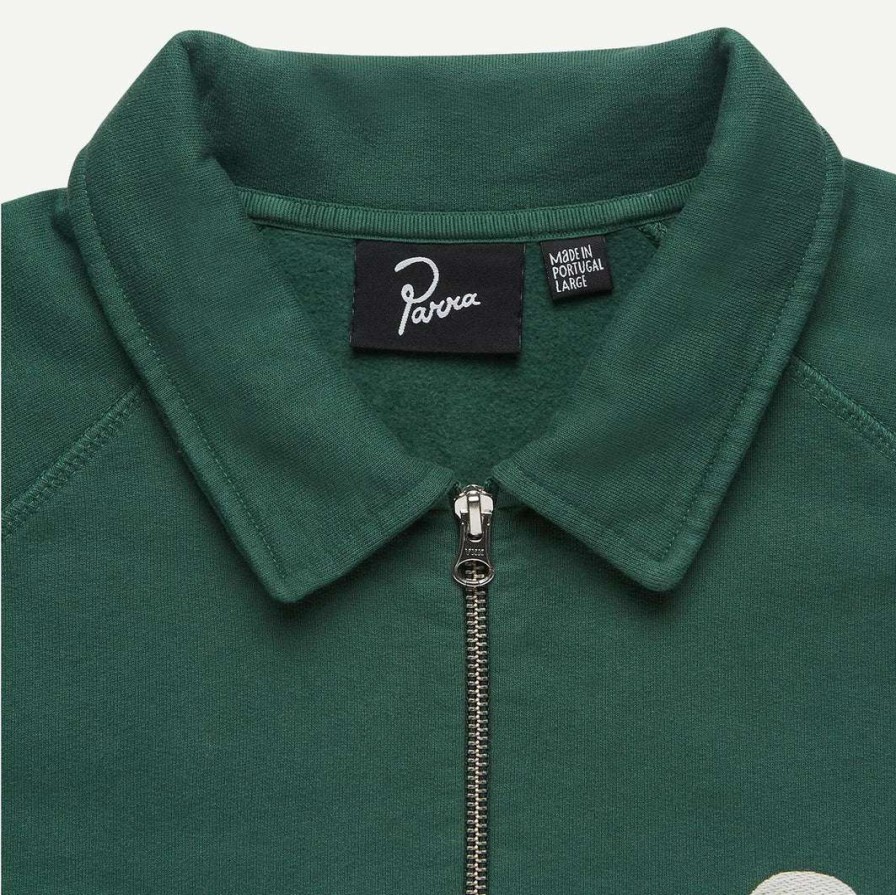 Mens * | By Parra Mens Birdface Font P Half Zip Polo Sweatshirt Green