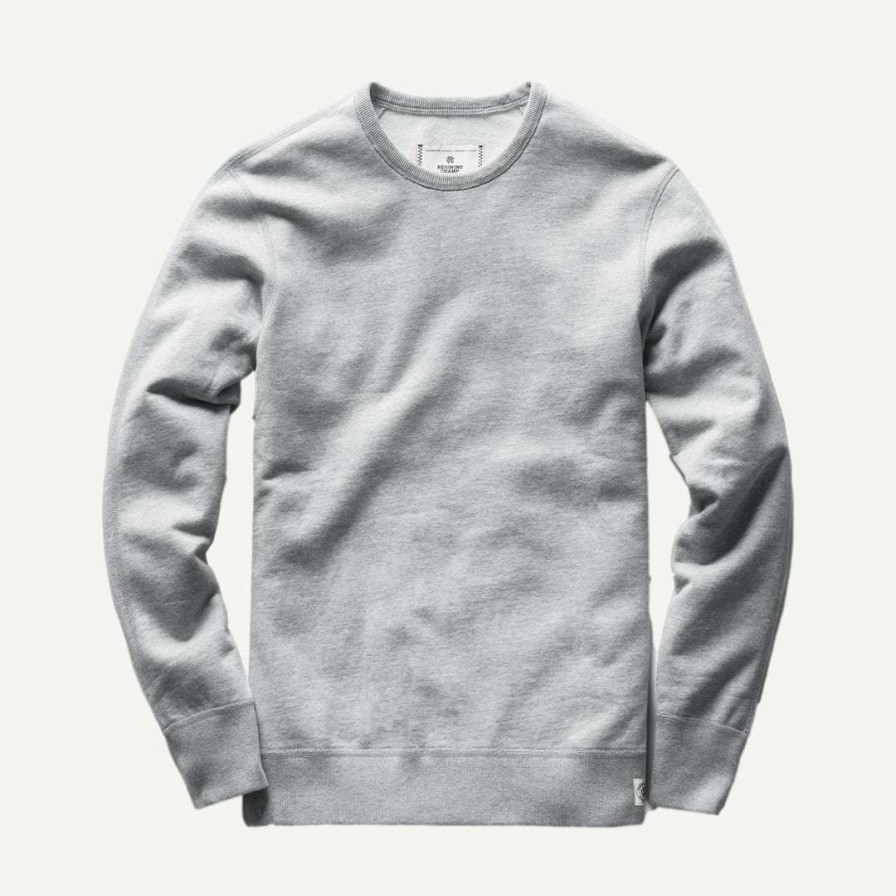 Mens * | Reigning Champ Knit Mid Weight Terry Long Sleeve Crew Neck In Heather Grey