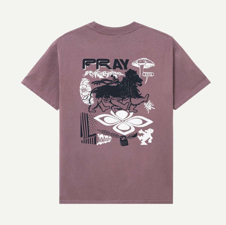 Tees * | Powers Mens Pray Collage Ss Tee Muted Plum