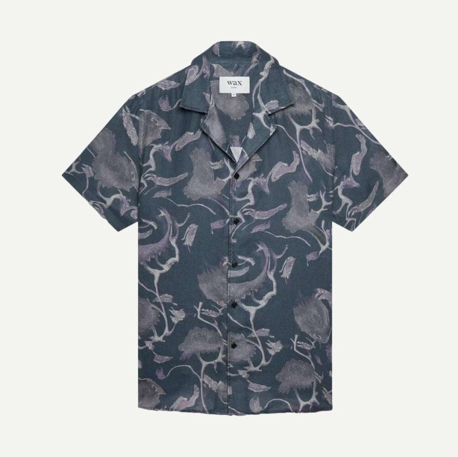 Mens * | Wax London Didcot Shirt Distorted Floral Dark