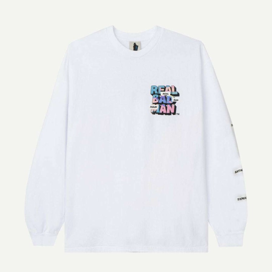 Tees * | Real Bad Man Piano Man Ls Tee White Mens