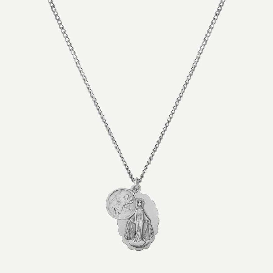 Womens * | Miansai Accessories Mini Saints Necklace In Polished Sterling Silver 18