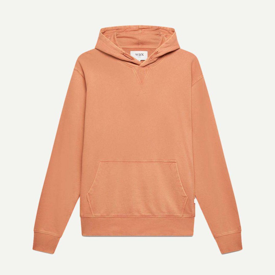 Mens * | Wax London Mens Buxton Hoodie Heavy Organic Cotton Rust