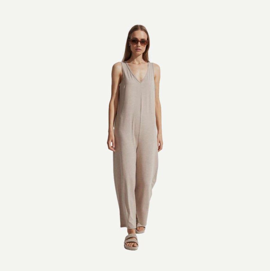 Womens * | Varley Womens Pelion Jumpsuit Taupe Marl