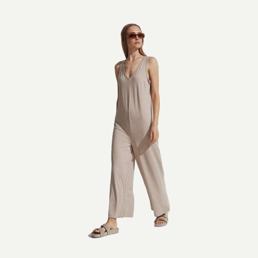 Womens * | Varley Womens Pelion Jumpsuit Taupe Marl