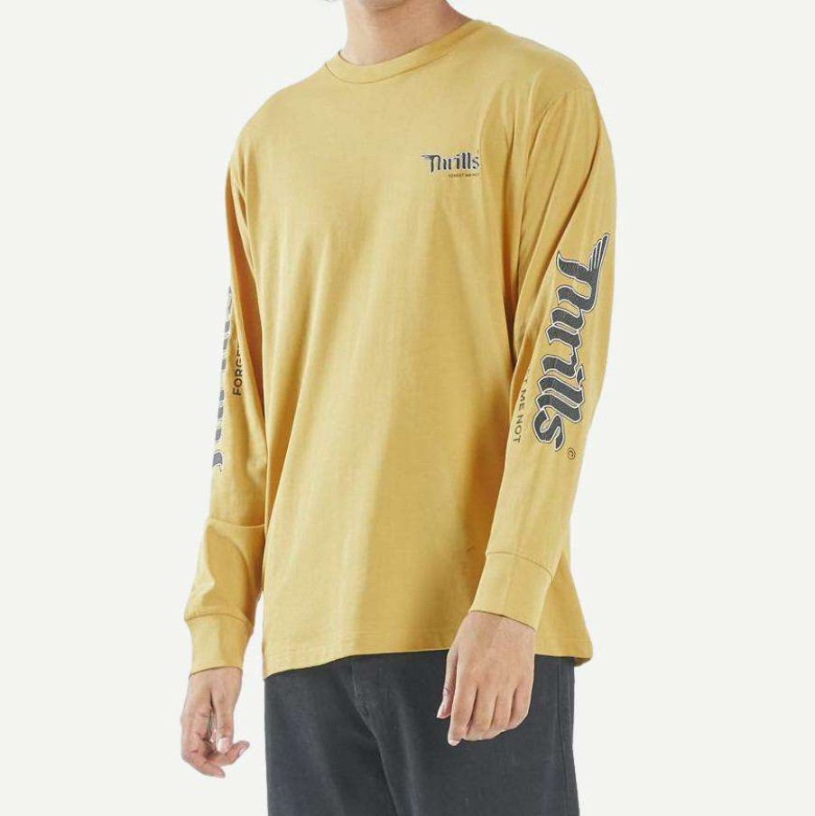 Tees * | Thrills Mens Forget Me Not Merch Fit Long Sleeve Tee Mineral Yellow