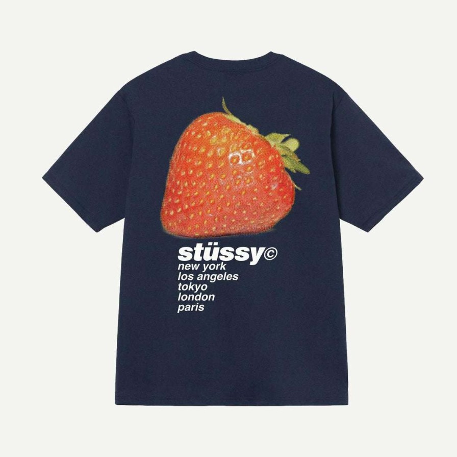 Tees * | Stussy Strawberry Tee Navy