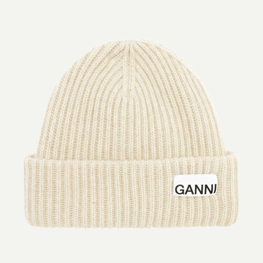 Womens * | Ganni Rib Knit Beanie Brazilian Sand