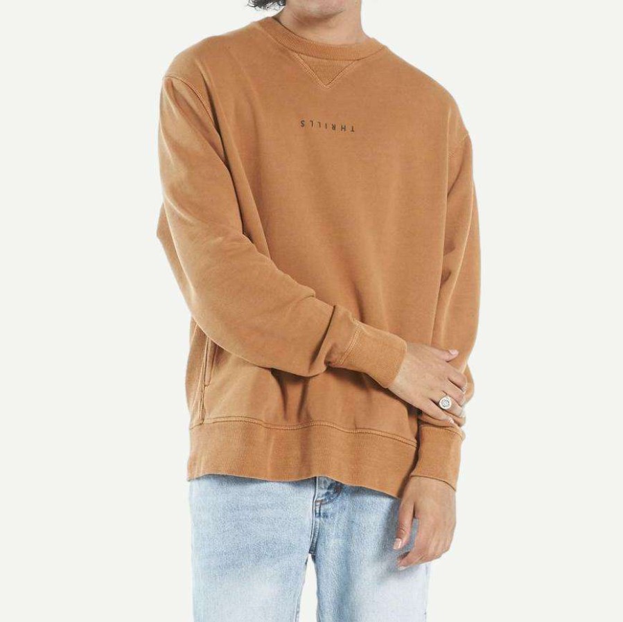 Mens * | Minimal Thrills Oversized Crew Spice Brown Mens