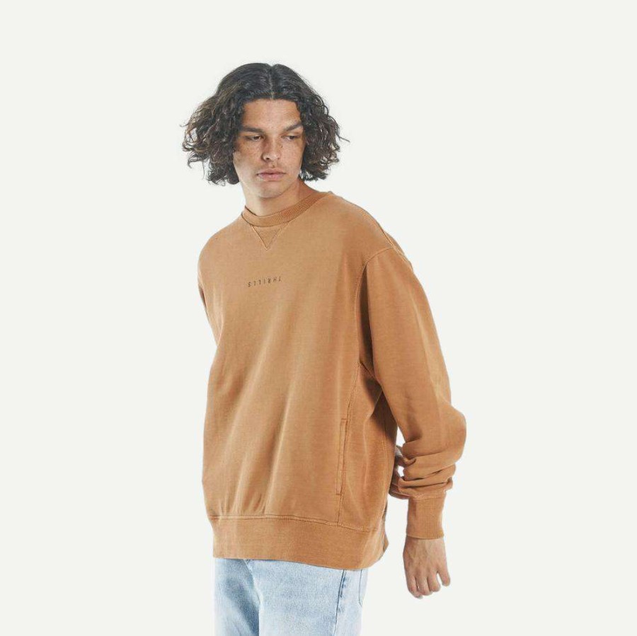 Mens * | Minimal Thrills Oversized Crew Spice Brown Mens