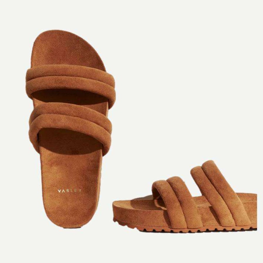 Womens * | Varley Giles Quilted Slides Cashew Womens