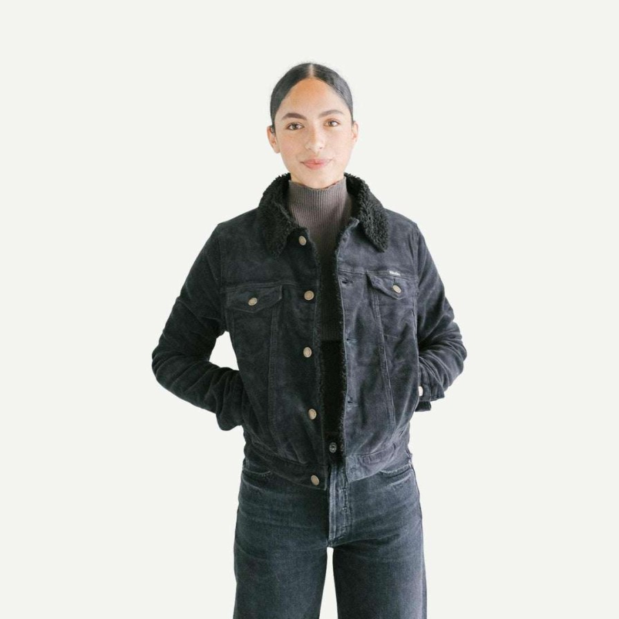 Womens * | Rolla'S Jeans Womens Black Cord Sherpa Jacket