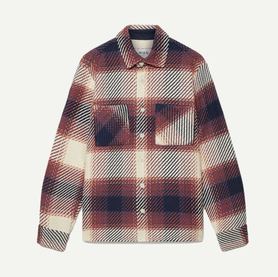 Mens * | Wax London Whiting Overshirt Ombre Check Rust Mens