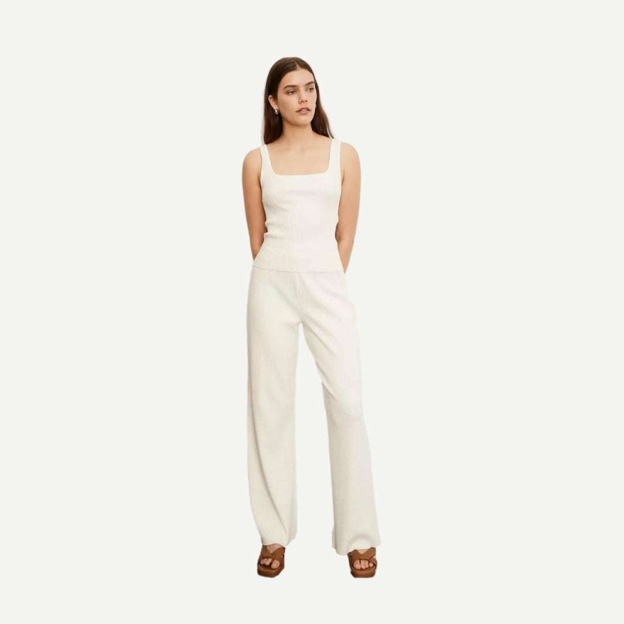 Womens * | Vince Wide Leg Ribbed Pant Off White Womens